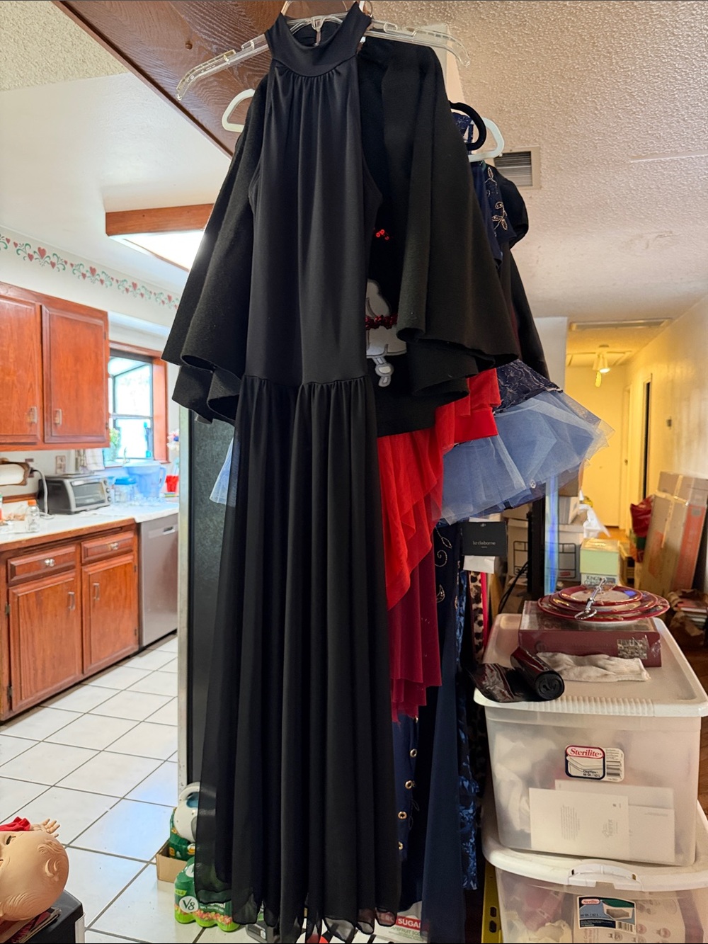 Juniors’ black halter dance dress